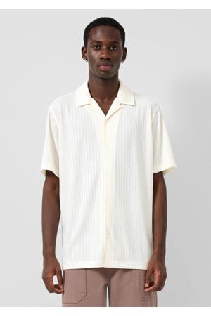 loose casual overhemd met ingebreid patroon wit