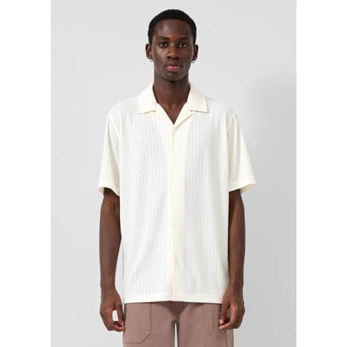QS loose casual overhemd met ingebreid patroon wit afbeelding