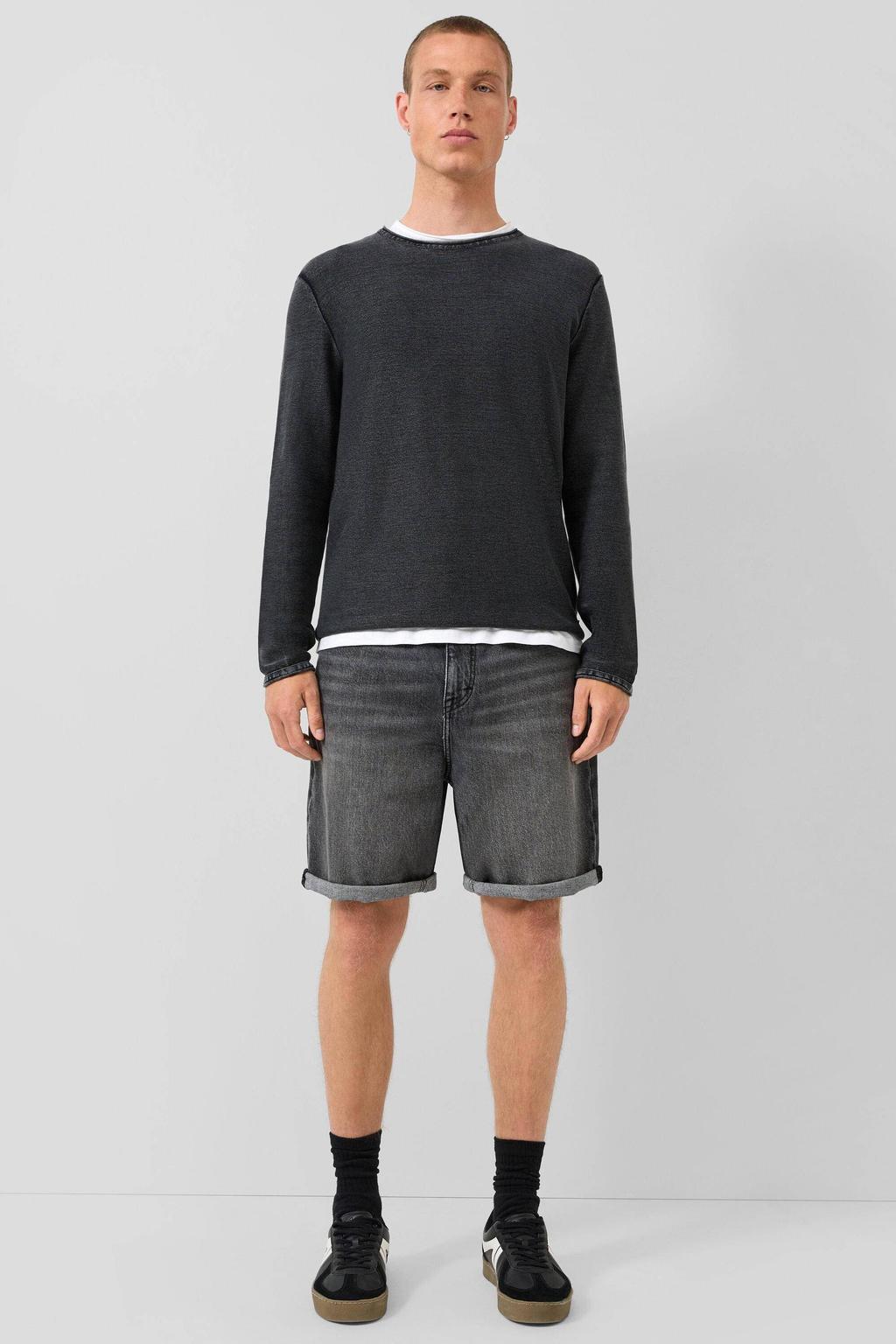QS denim regular short zwart