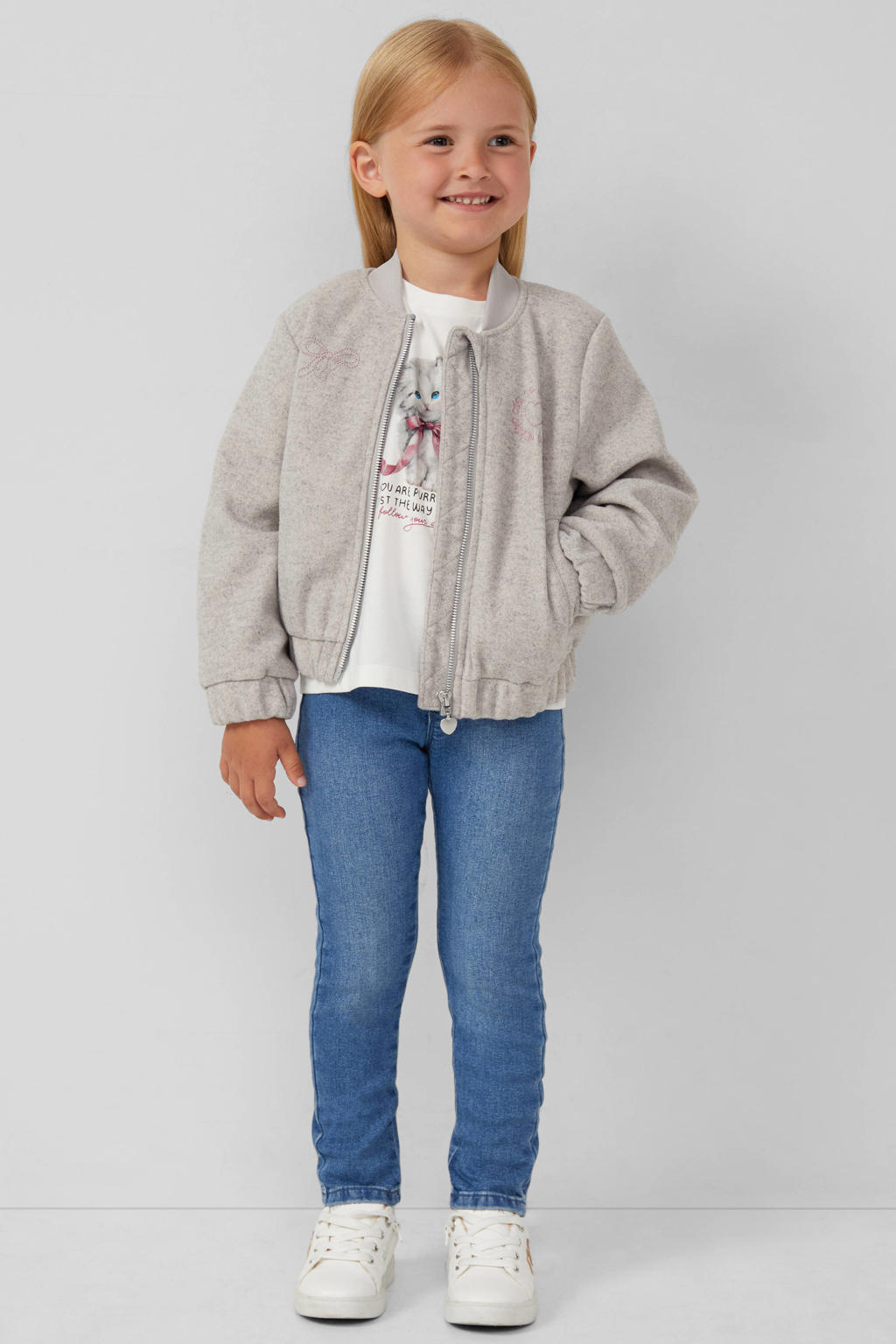 Medium blue denim meisjes s.Oliver slim fit jeans met regular waist en effen