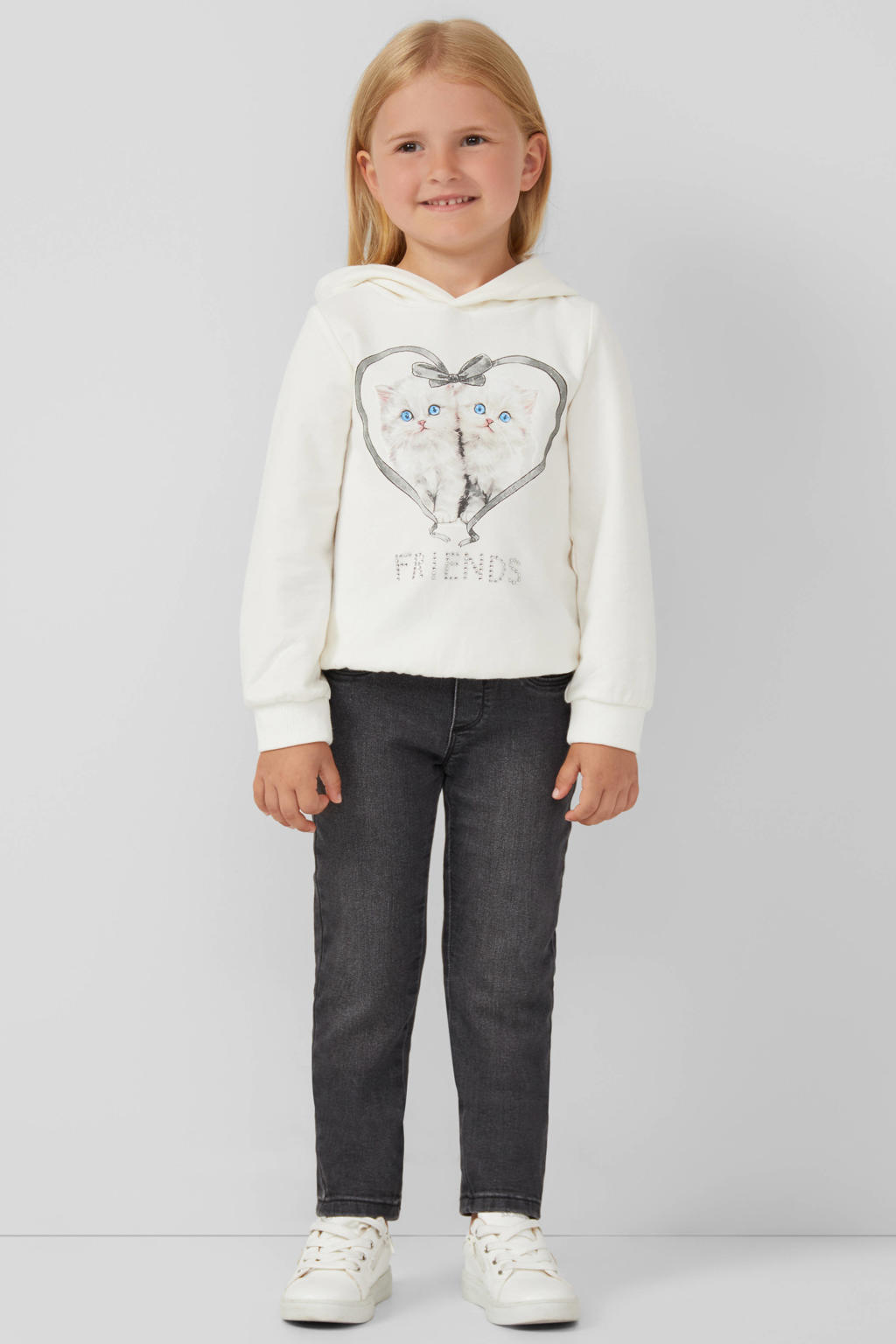 Grey denim meisjes s.Oliver slim fit jeans met regular waist en effen