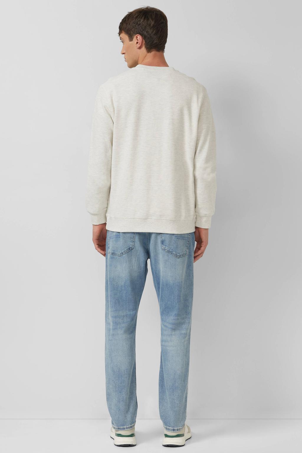 Ecru heren s.Oliver sweater met effen, lange mouwen en ronde hals
