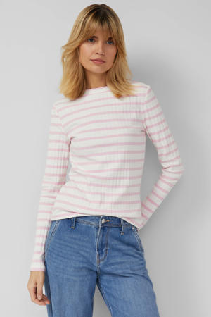 gestreepte top roze