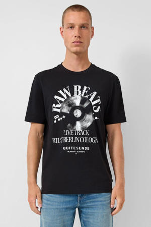 regular T-shirt zwart