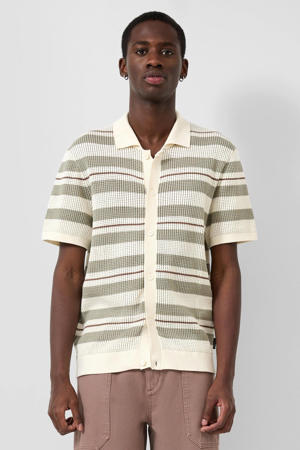 regular gestreepte casual overhemd gebreid ecru
