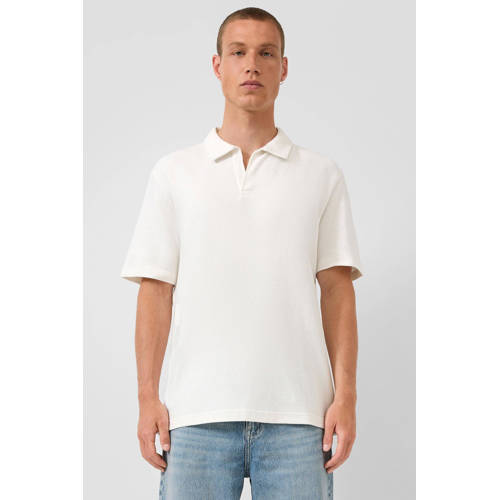 QS regular polo wit gebreid afbeelding