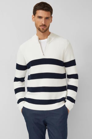 gestreepte trui gebreid donkerblauw