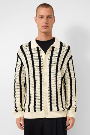 gestreepte gebreid vest ecru