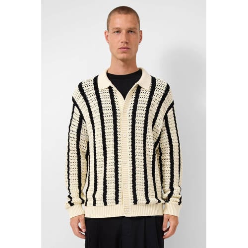 QS gestreepte gebreid vest ecru afbeelding