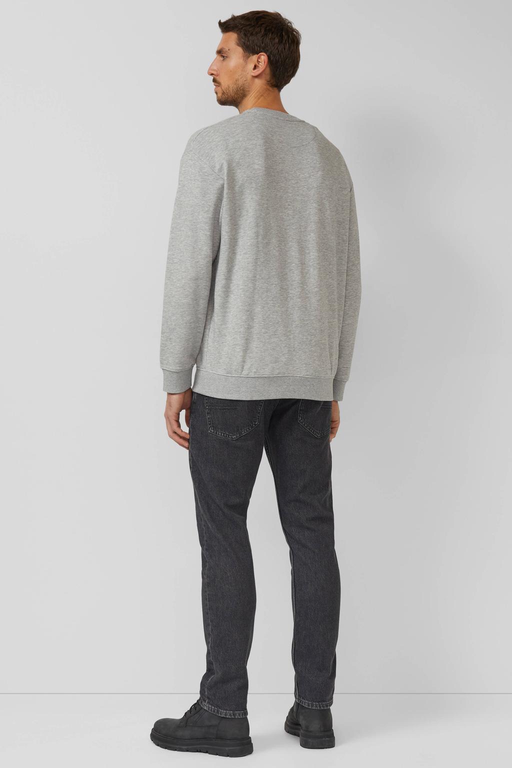 Grijze heren s.Oliver sweater met printopdruk, lange mouwen en ronde hals