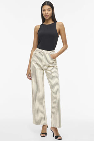 Vichia high waist loose fit jeans met krijtstreep ecru
