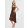 Anytime satijnen asymmetrische midi rok bruin