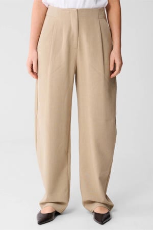 barrel high waist pantalon beige
