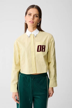 blouse met krijtstreep geel