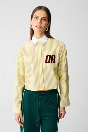blouse met krijtstreep geel