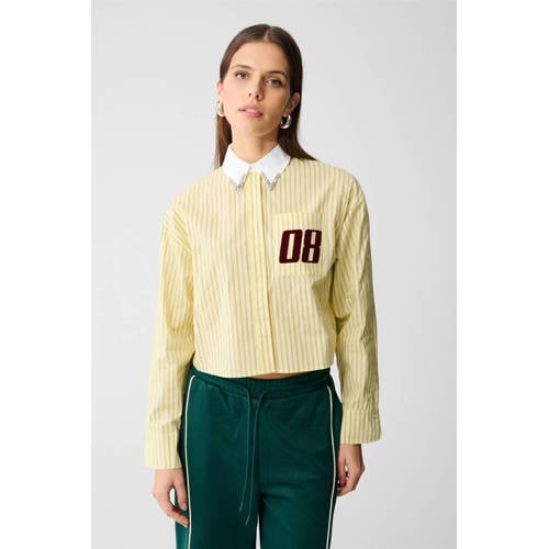 Shoeby blouse met krijtstreep geel afbeelding