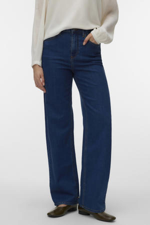 Vmlaura high waist straight leg jeans medium blue denim