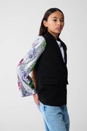 regular fit blazer zwart met pailletten