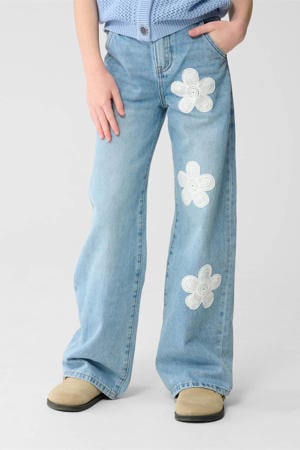high waist wide leg jeans medium blue denim