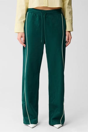 wide leg high waist gestreepte broek groen