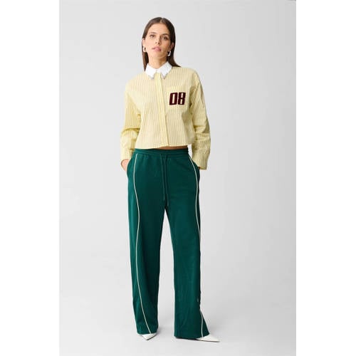 Shoeby wide leg high waist gestreepte broek groen afbeelding
