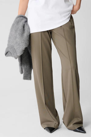 wide leg high waist broek donkergroen