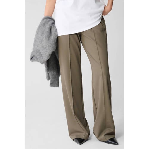 Shoeby wide leg high waist broek donkergroen afbeelding