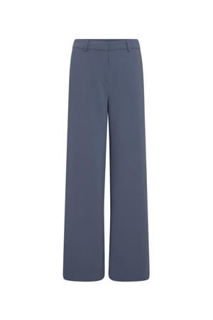 wide leg regular waist broek grijsblauw