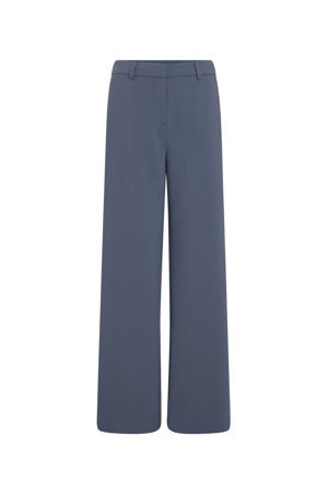 wide leg regular waist broek grijsblauw