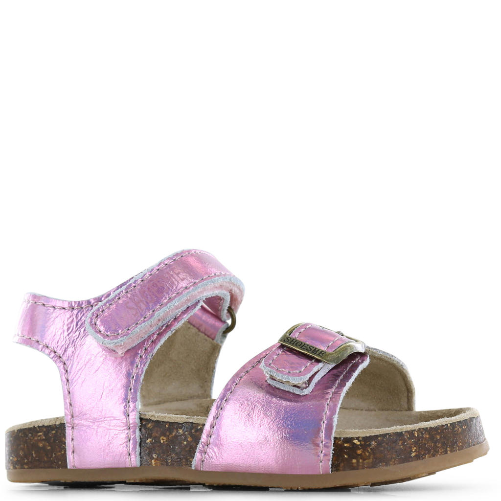 Roze meisjes Shoesme leren sandalen met klittenband