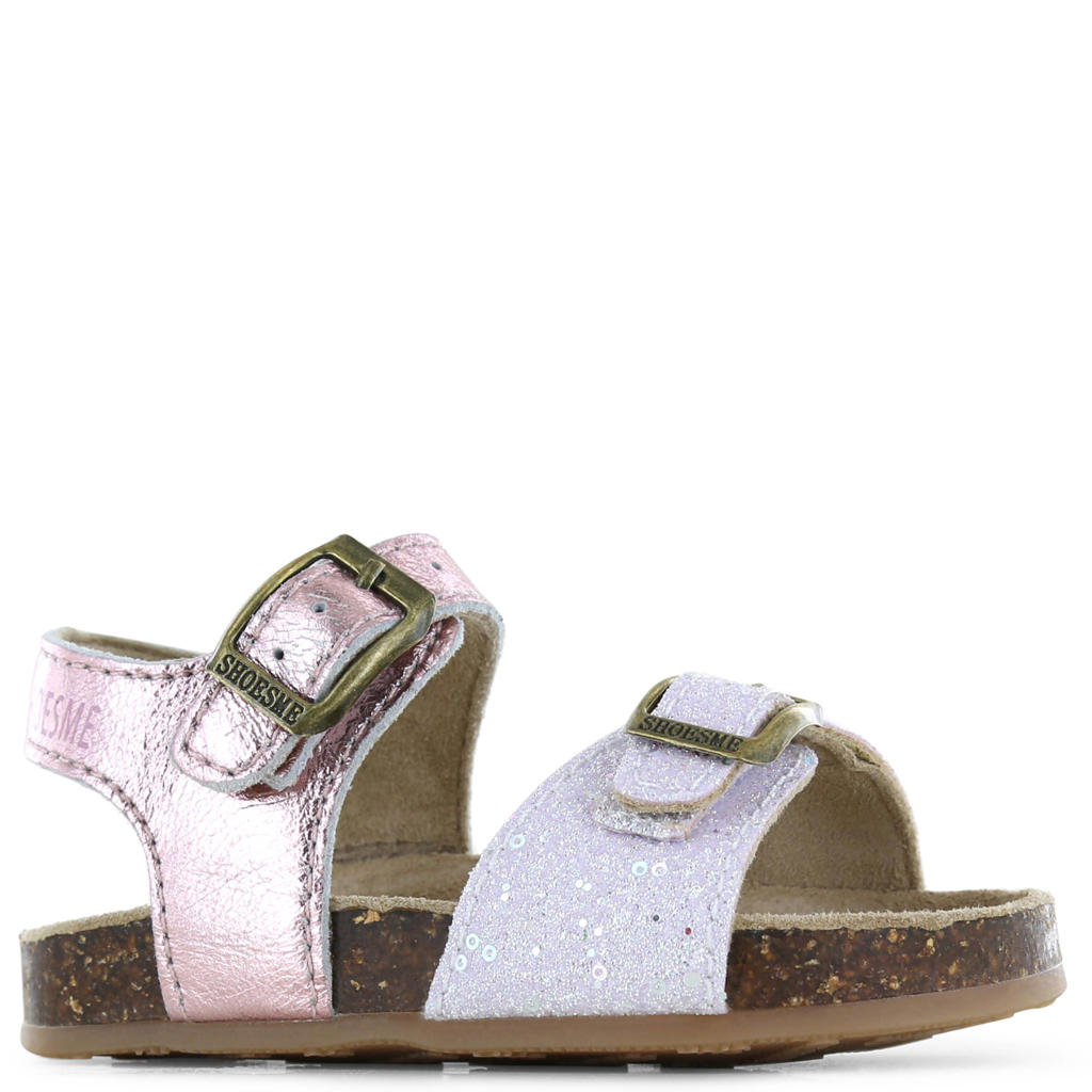 Roze en lilakleurige meisjes Shoesme suède sandalen met gesp