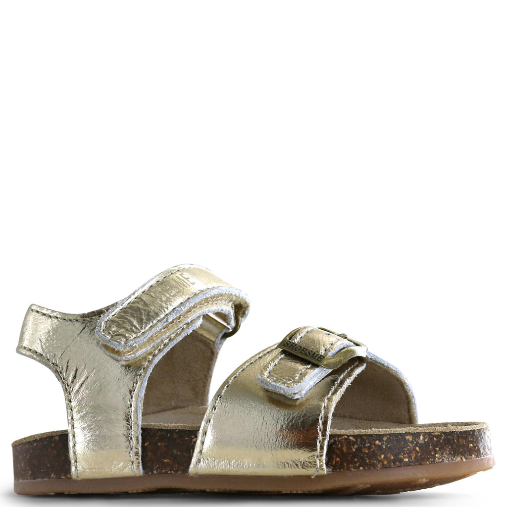 Gouden meisjes Shoesme leren sandalen met klittenband