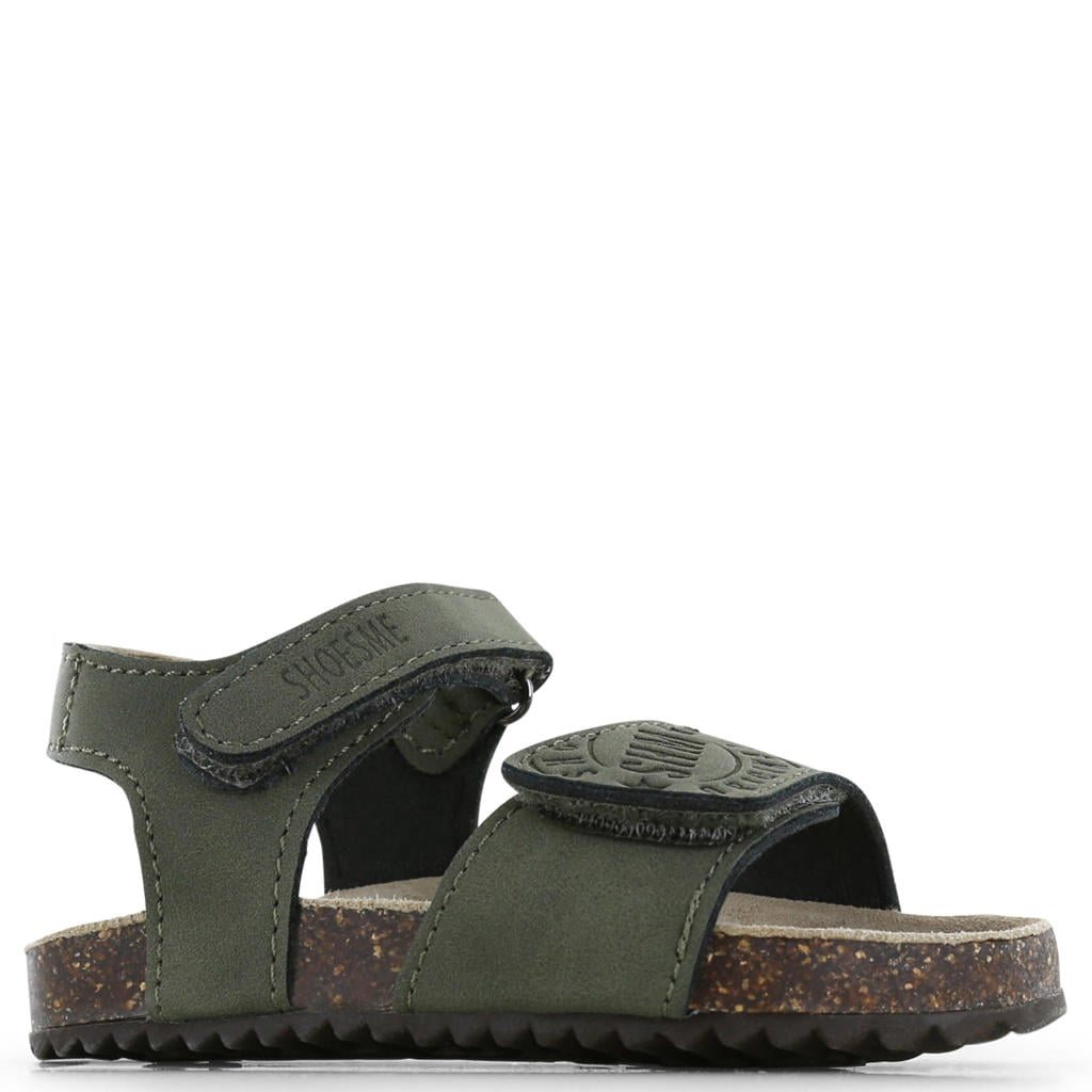 Donkergroene jongens Shoesme leren sandalen met klittenband