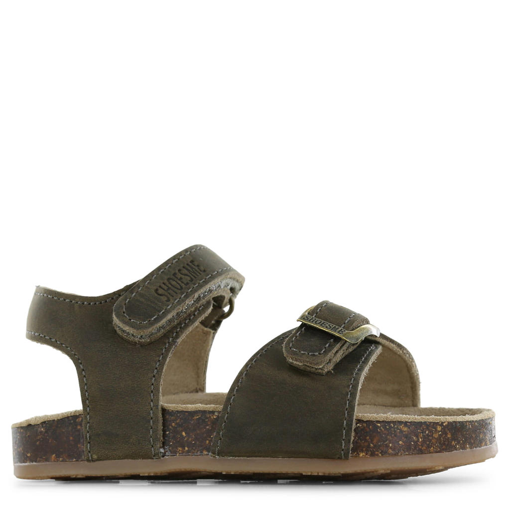 Kakikleurige jongens Shoesme leren sandalen - met klittenband