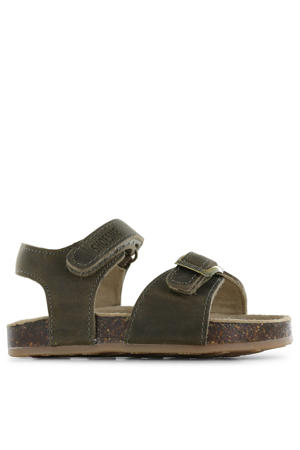 leren sandalen kaki