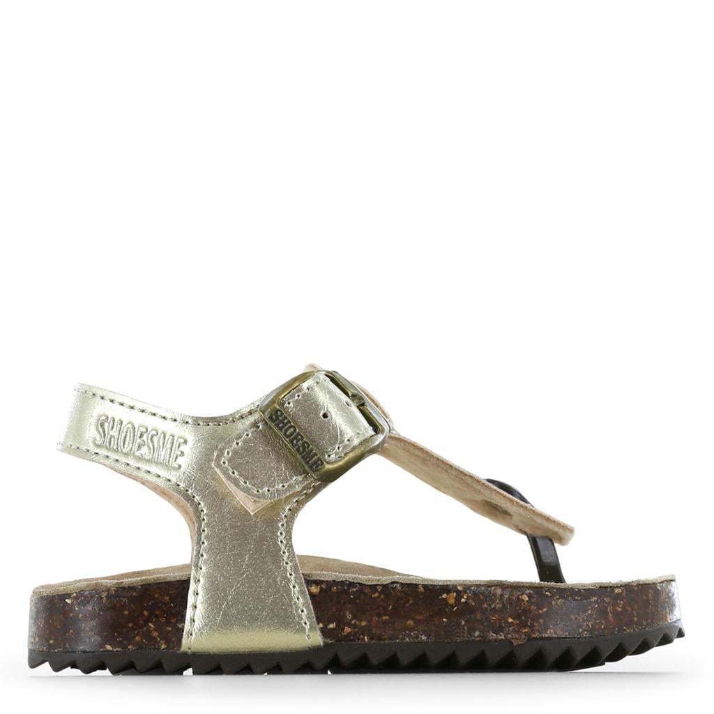 Gouden meisjes Shoesme sandalen van 50% imitatieleer / 40% lamsleer / 10% kurk met gesp