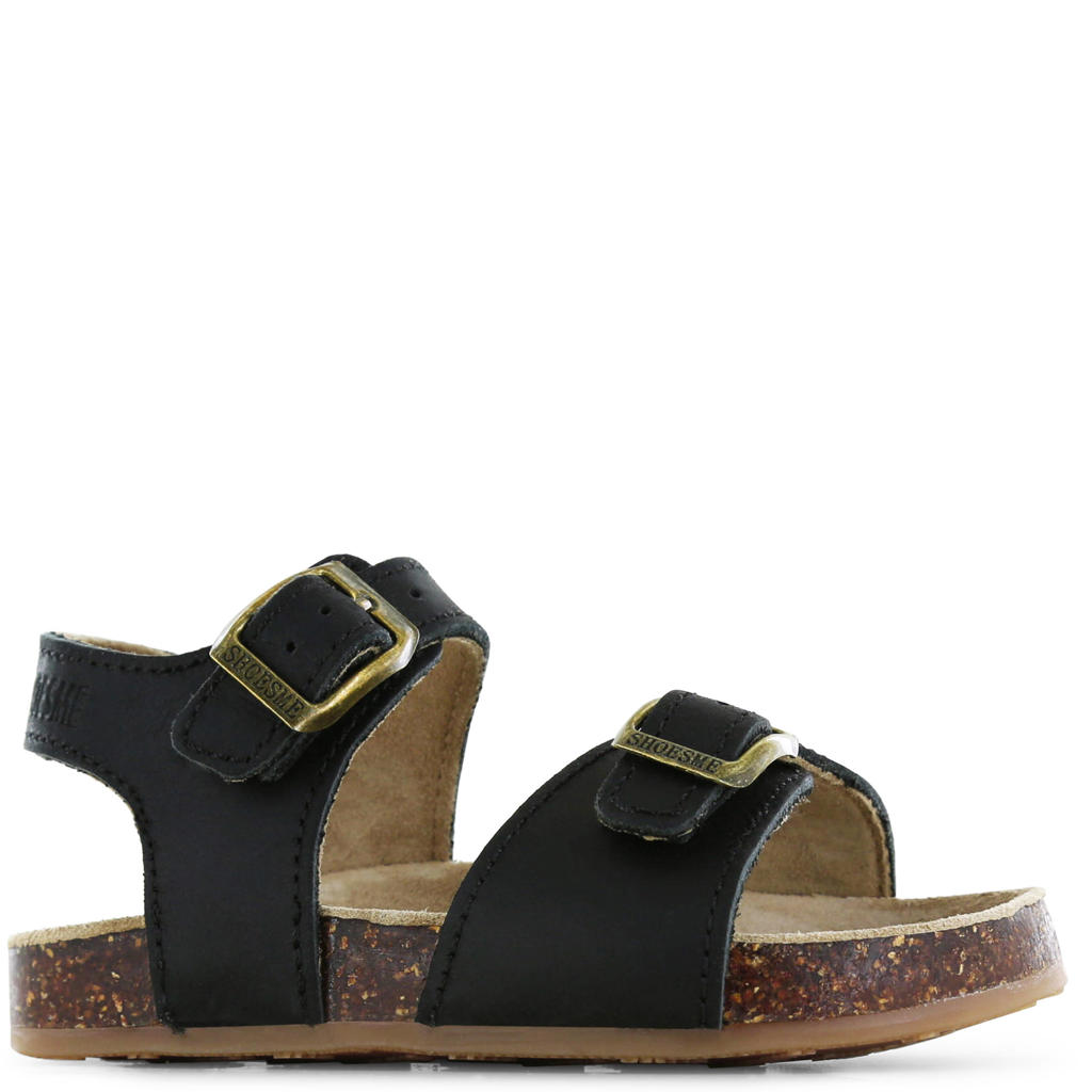 Zwarte meisjes Shoesme leren sandalen met gesp