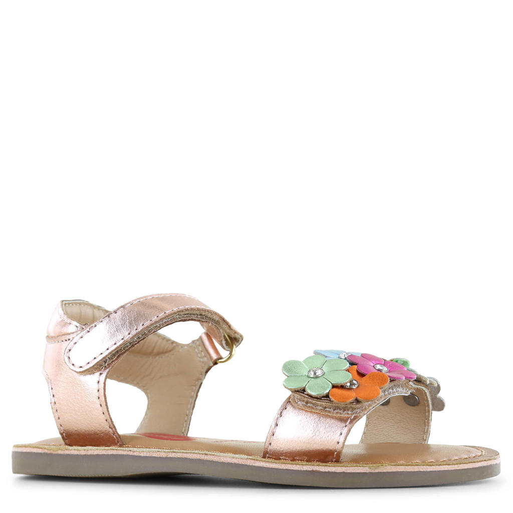Roségouden meisjes Shoesme leren sandalen met klittenband