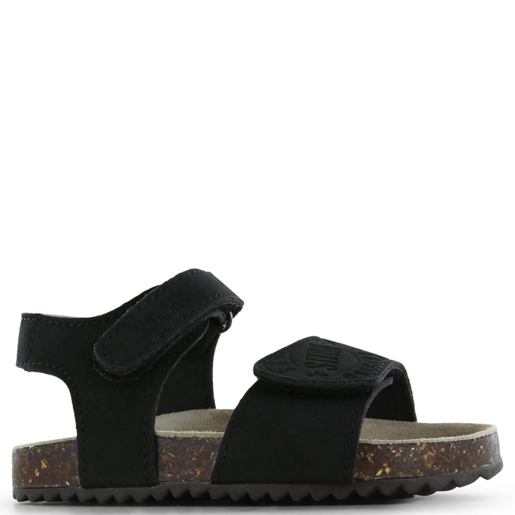 Zwarte jongens Shoesme leren sandalen met klittenband