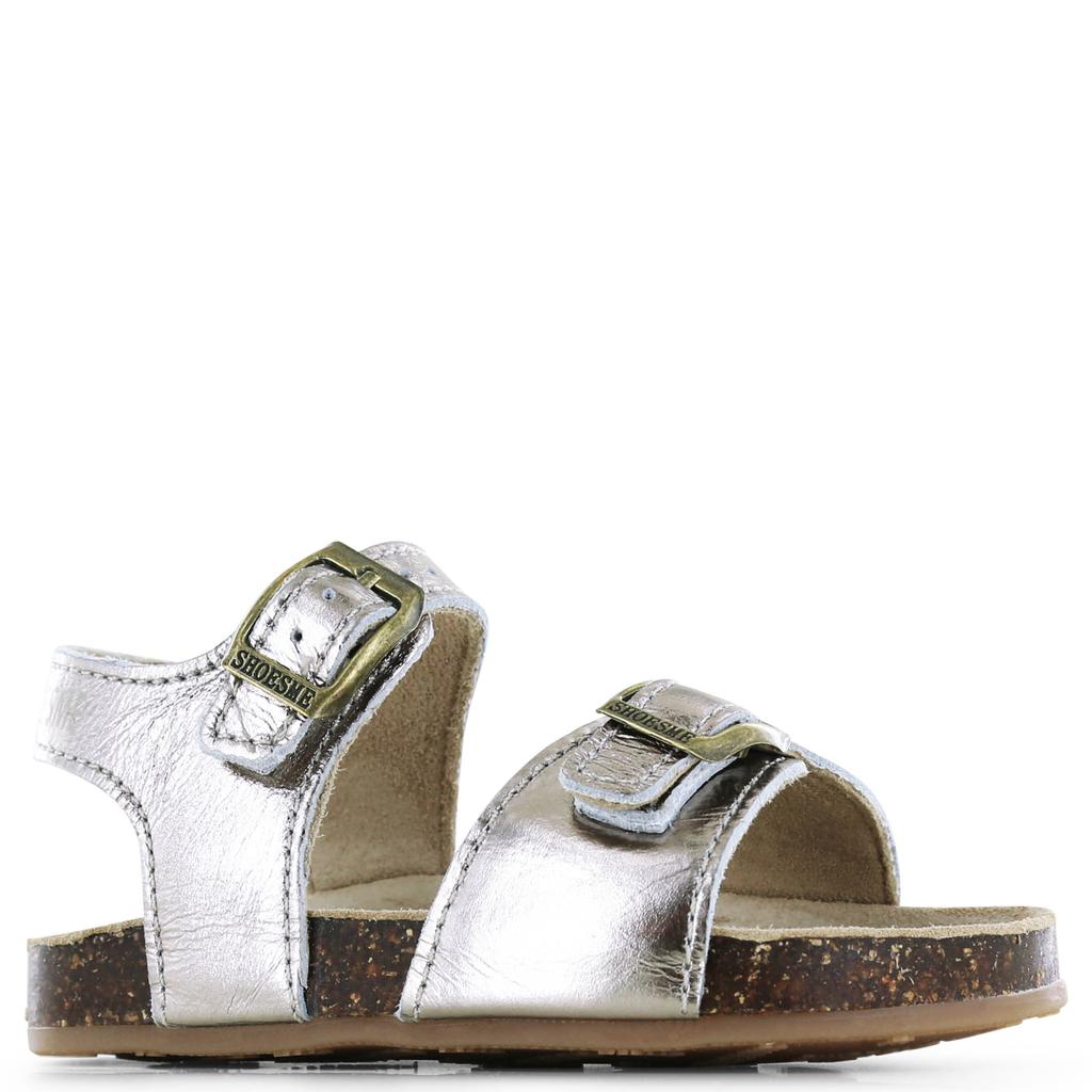 Zilverkleurige meisjes Shoesme leren sandalen met gesp