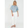 Moscow cropped blazer lichtblauw quilted