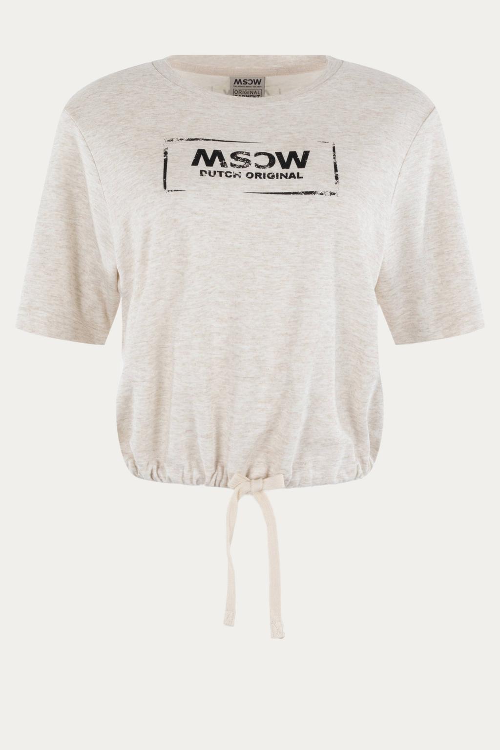 Crème dames Moscow T-shirt van katoen met logo dessin, korte mouwen en ronde hals
