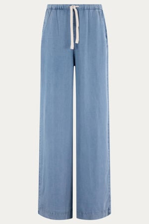 wide leg regular waist pantalon blauw