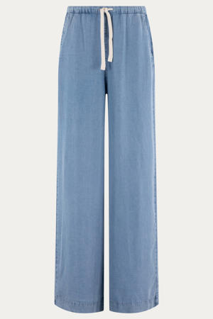 wide leg regular waist pantalon blauw
