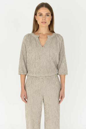 gestreepte blousetop zwart