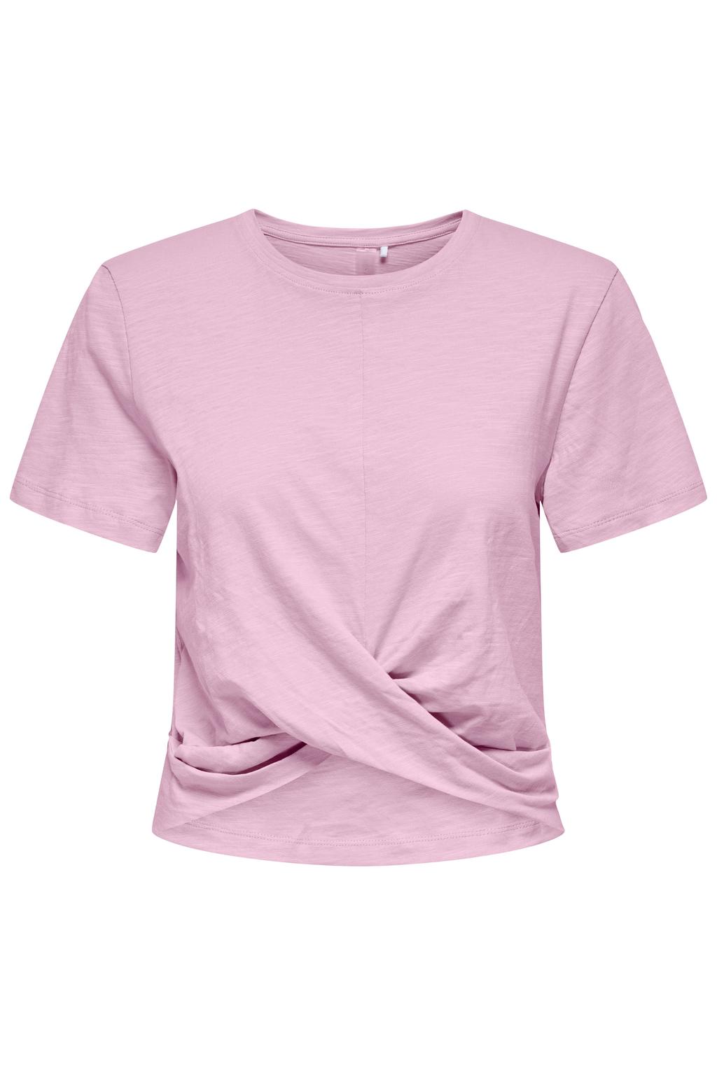 Roze dames ONLY PLAY sportshirt van katoen met korte mouwen en klassieke kraag