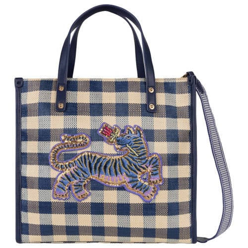 Oilily geruite shopper Huma donkerblauw afbeelding