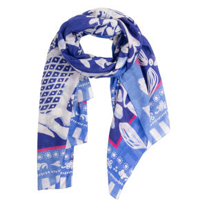 sjaal Akala met all-over print blauw