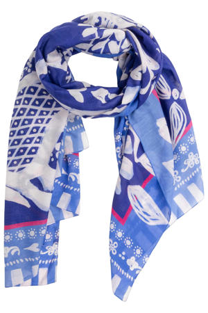 sjaal Akala met all-over print blauw