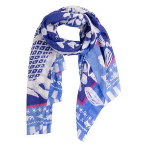 sjaal Akala met all-over print blauw